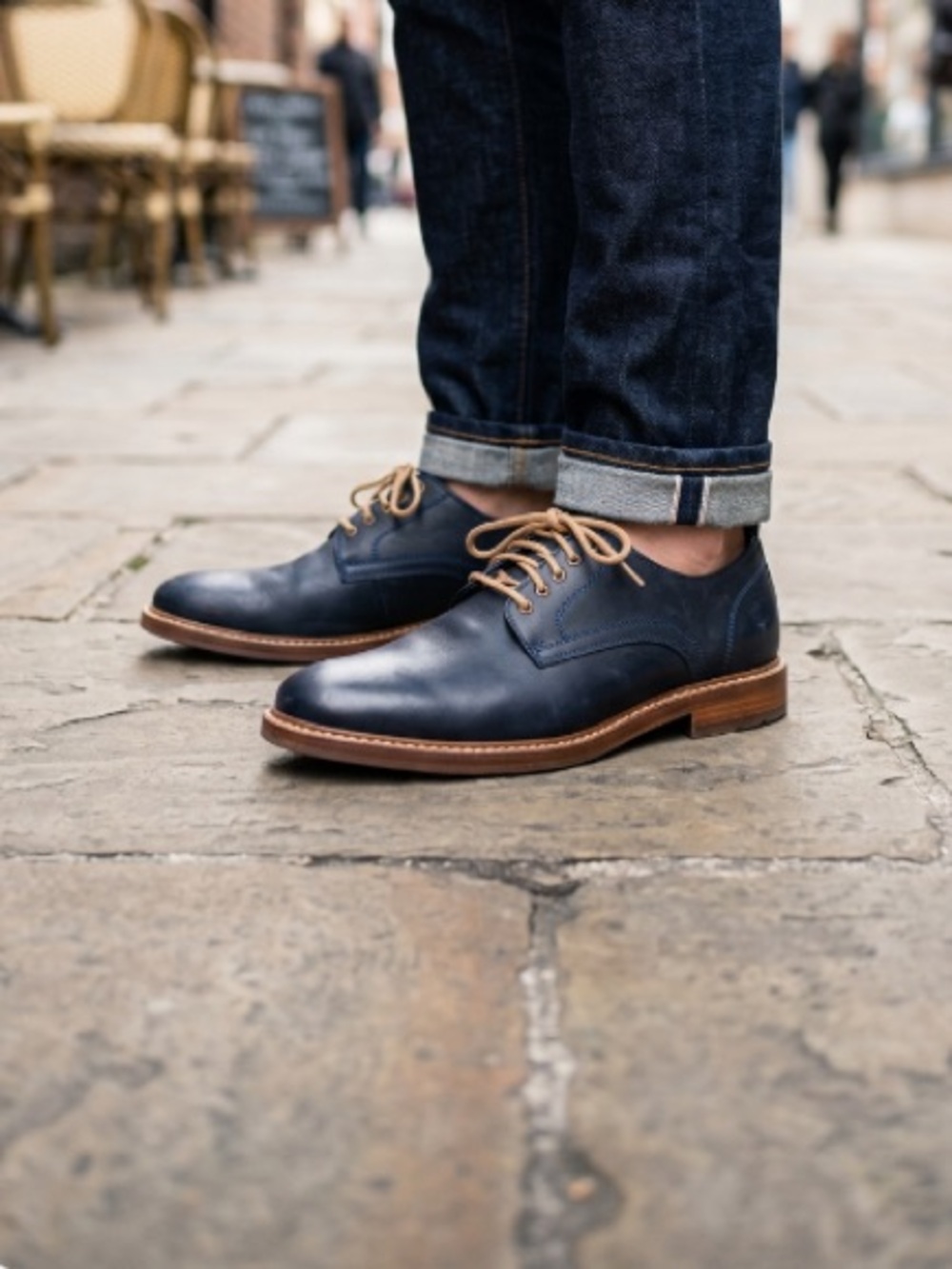 Cole Haan Men's Blue Leather Derby Shoes with Lace Up Sz 8M - Picture 2 of 11